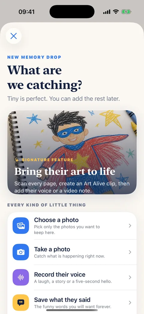 Family Memories Add a drop screen with Artwork, Photo, Voice, Quote and Day Weave