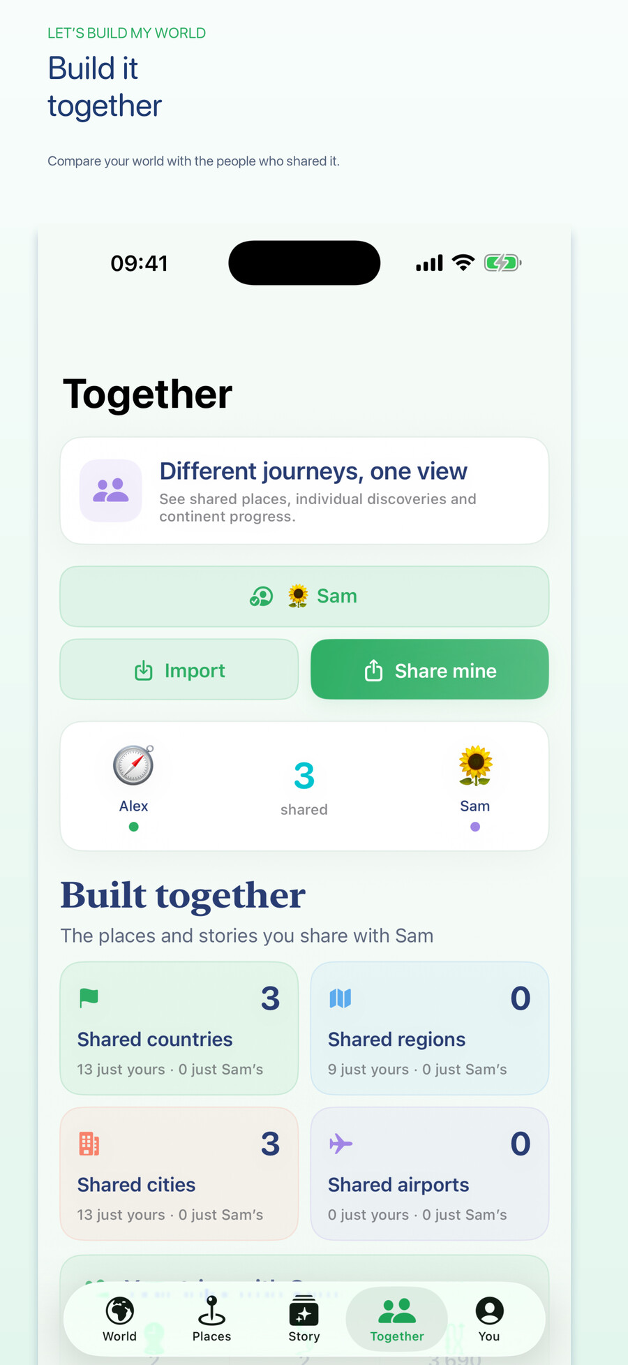 My World Together comparison between two profiles