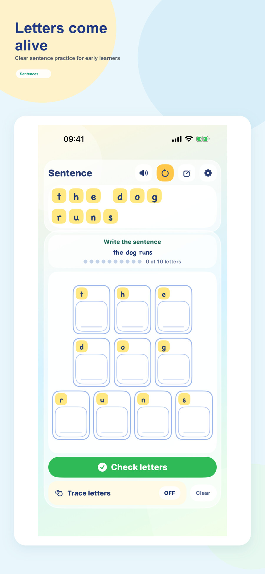 Let’s Build Sentences handwriting practice